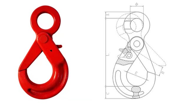 Eye Type Self Locking Safety Hook-DRAWING