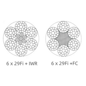 6x29Fi+FC 6x29Fi+IWRC حبل سلك كابل فولاذي مجلفن غير مجلفنيزد