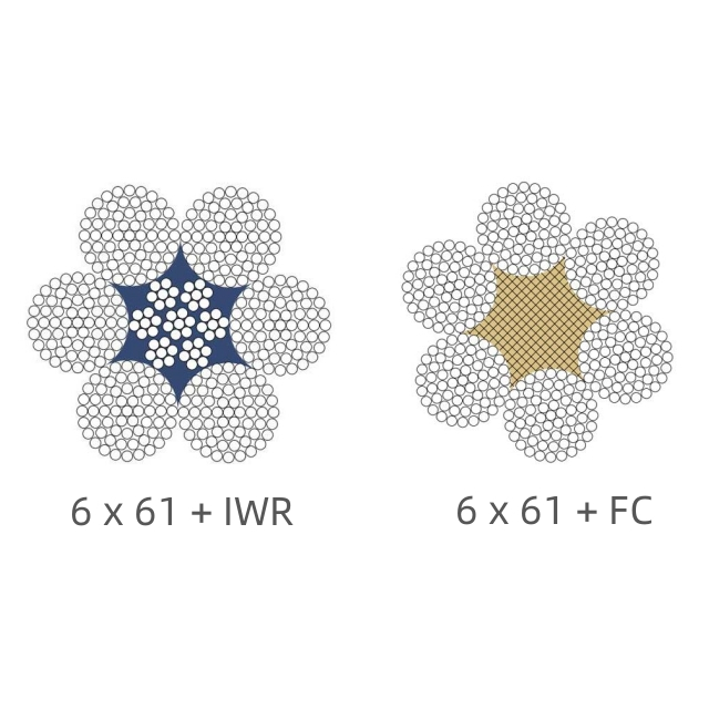 6x61+FC 6x61+IWR Cavo in fune di acciaio di grande diametro