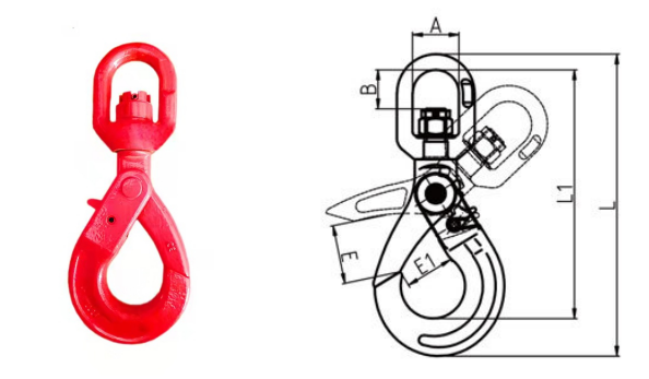 Swivel Self-Locking hook drawing