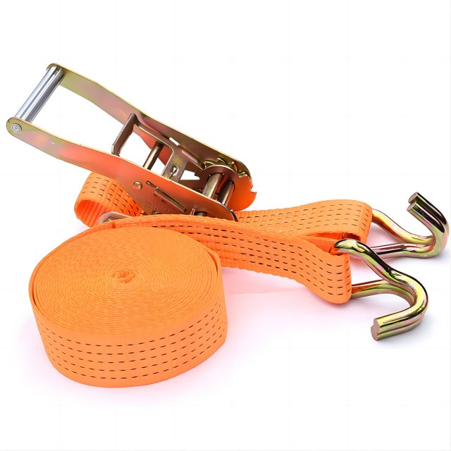 50mm 3000kg Orange Polyester Ratchet Strap with Double J Hook