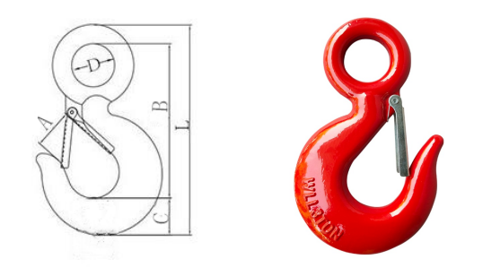 320A Eye Hoist Hook with Latch DRAWING